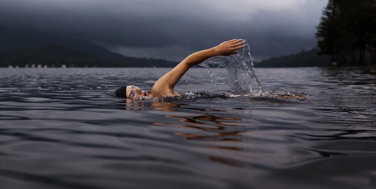 swimmer in a lake