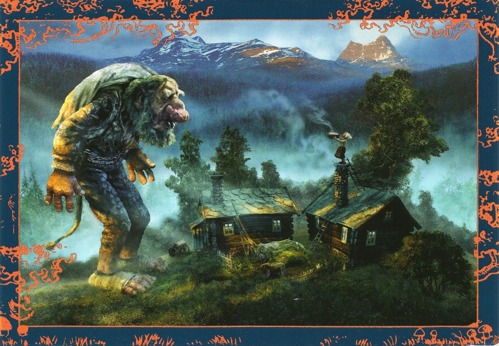 Large troll standing over a house