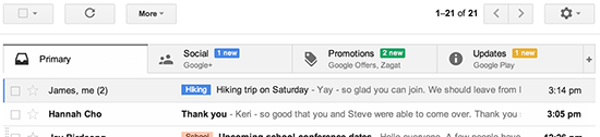 Gmail tabs notifications