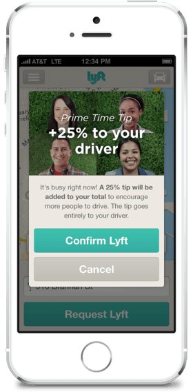 Lyft surge pricing interface